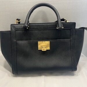 Michael Kors Black Tina Shoulder Bag with Gold Hardware